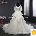 Guangzhou elegante encaje de perlas de apliques de cuentas vestido de bola princesa vestidos de novia